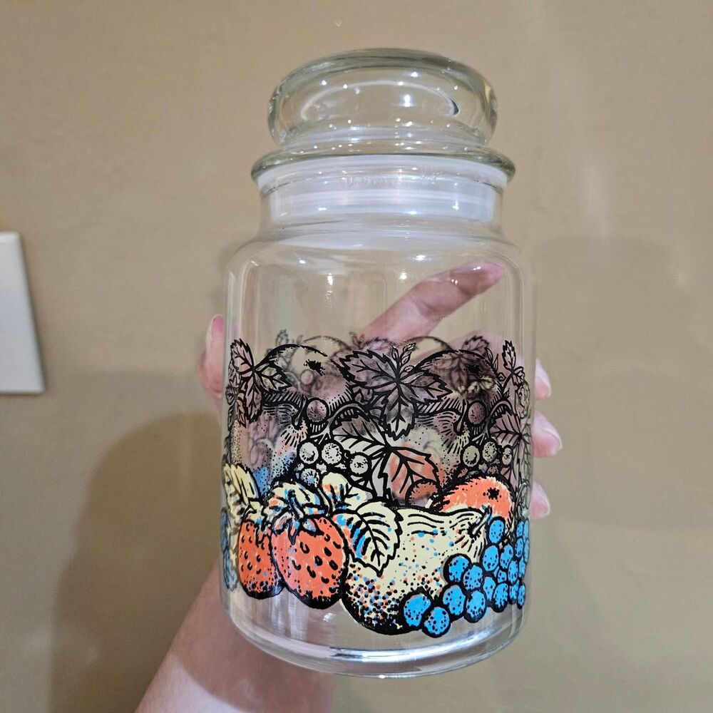 vintage cottagecore whimsical fruit jar with lid